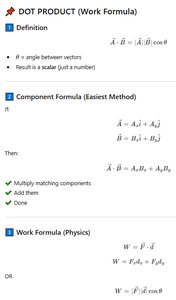 Dot product and work formula
