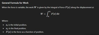 General formula for work with variable force