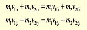 2D collision momentum equations