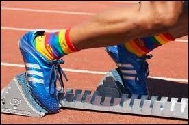 Runner pushing off starting block