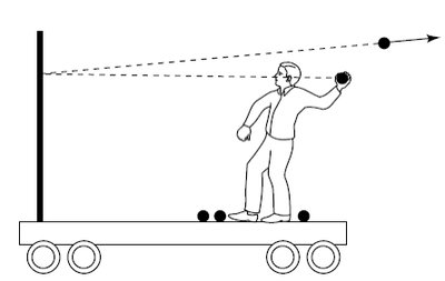 Person throwing ball on cart