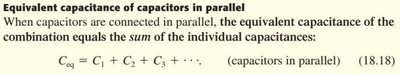 Equivalent capacitance of capacitors in parallel
