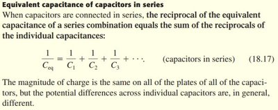 Equivalent capacitance of capacitors in series