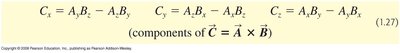 Cross product in terms of components