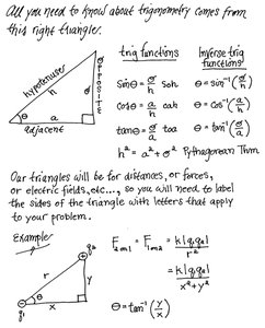 Trigonometric relationships in right triangle