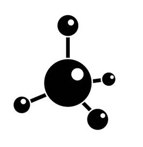 Molecule model showing central atom and surrounding atoms