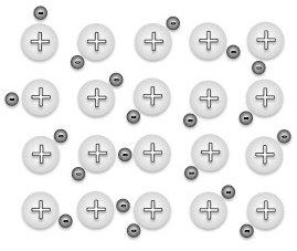 Metallic bonding model showing positive kernels and delocalized electrons