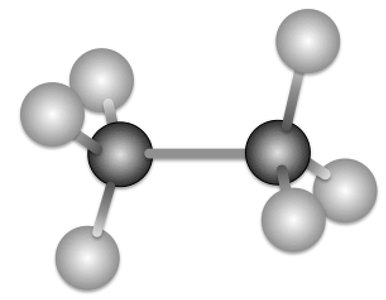 Ball and stick model of ethane