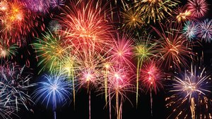Fireworks illustrating the difference in speed between light and sound