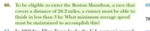 Question about minimum average speed for Boston Marathon