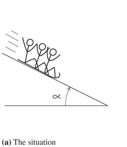 Toboggan sliding down an incline