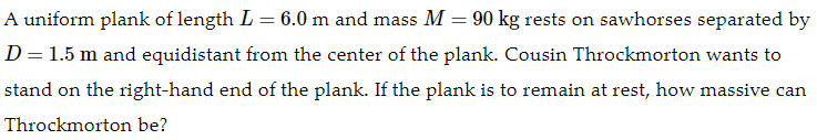 Plank equilibrium problem setup