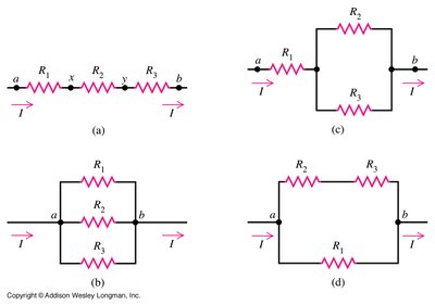 Series and parallel combinations of resistors