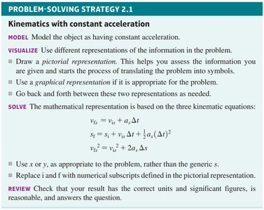 Problem-solving strategy for kinematics with constant acceleration