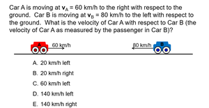 Relative velocity problem with two cars moving in opposite directions