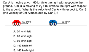 Relative velocity problem with two cars moving in the same direction