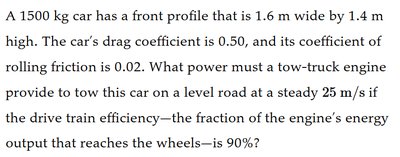 Tow-truck engine power calculation.