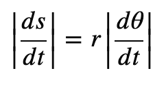 Equation relating linear speed and angular speed