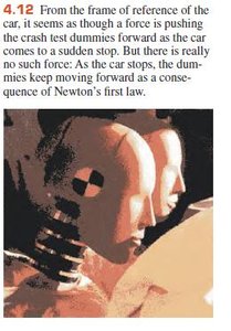 Crash test dummies illustrating inertia