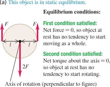 Object in static equilibrium: both conditions satisfied