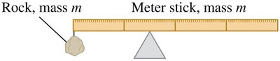 Balancing a meter stick with a rock