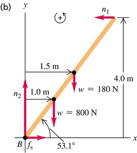 Torque calculation for ladder equilibrium