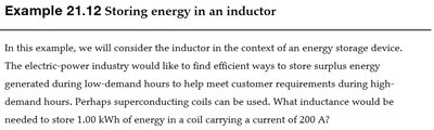 Example problem statement for energy storage in an inductor