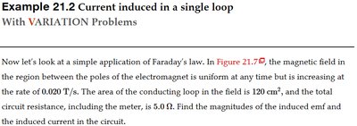 Example problem statement for induced emf in a single loop