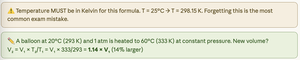 Gas law temperature warning and example