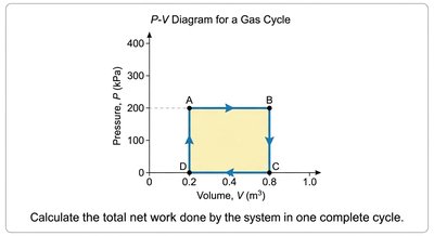 P-V diagram for a gas cycle