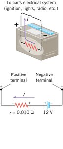 Car battery with internal resistance example