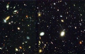 Hubble Deep Field image showing distant galaxies