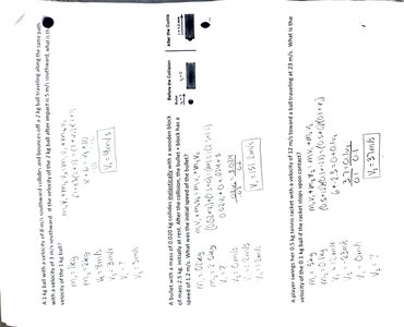 Worked examples of conservation of momentum problems