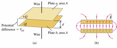 Parallel plate capacitor and electric field