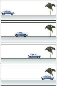 Frames from a video showing motion