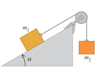 Two-block system with one block on an incline and one hanging vertically