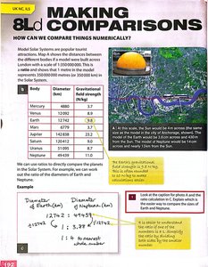 Table of planetary diameters and gravity