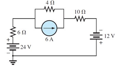 Supermesh circuit with current source and resistors