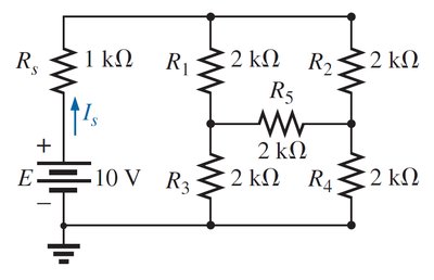 Bridge network with source resistor