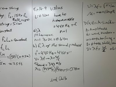 Example calculations for violin string harmonics