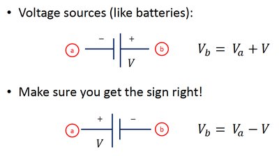 Voltage source sign conventions