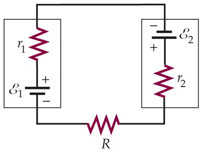 Two batteries with opposite polarity