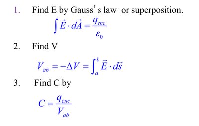 Steps for calculating capacitance