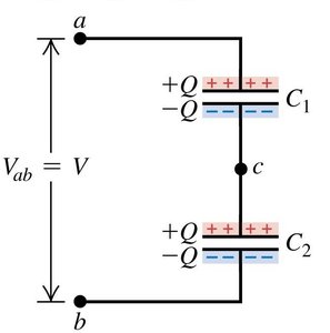 Capacitors in series circuit diagram
