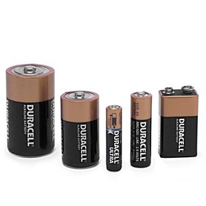 Batteries with positive and negative terminals labeled