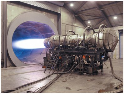 Jet engine test facility illustrating high temperature operation