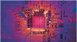 Thermal image of a circuit board showing heat distribution in a complex resistor network