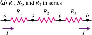 Diagram of three resistors in series