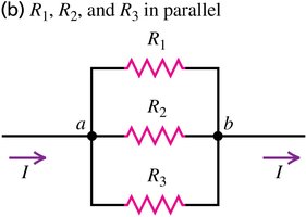 Diagram of three resistors in parallel