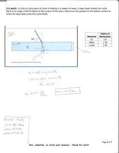 Laser beam refracting through a lucite block